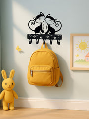 1 PC Cute Two Black Cats Featured Design Storage Rack Wall Rack With Wall Hook Keychain Cat Decorative Hook Hanger Iron Hook Wall Hanging Hook, Suitable For Modern Home Decor, Home Decoration