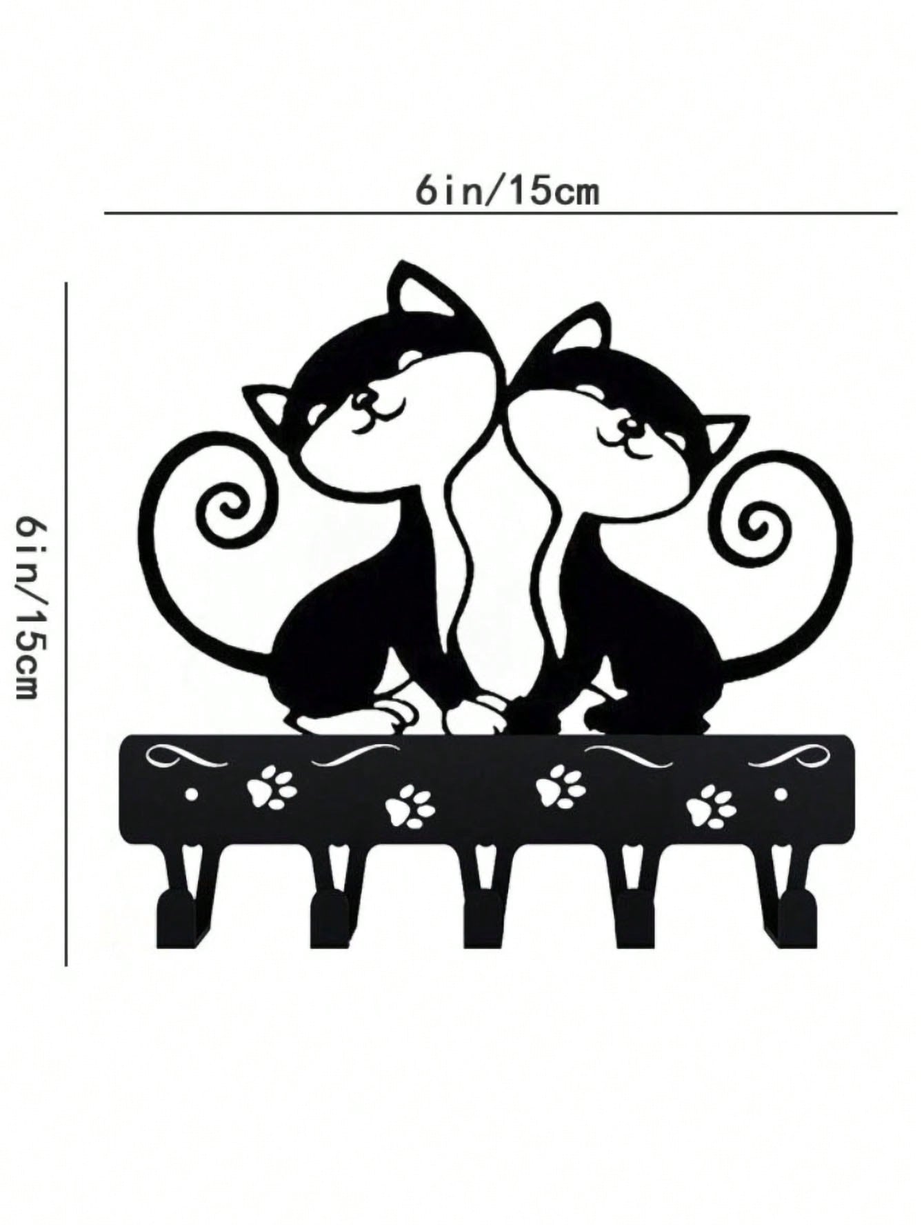 1 PC Cute Two Black Cats Featured Design Storage Rack Wall Rack With Wall Hook Keychain Cat Decorative Hook Hanger Iron Hook Wall Hanging Hook, Suitable For Modern Home Decor, Home Decoration