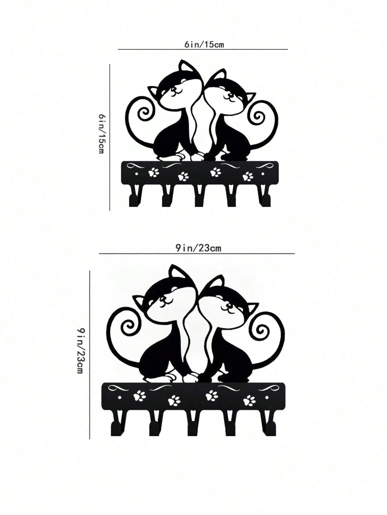 1 PC Cute Two Black Cats Featured Design Storage Rack Wall Rack With Wall Hook Keychain Cat Decorative Hook Hanger Iron Hook Wall Hanging Hook, Suitable For Modern Home Decor, Home Decoration
