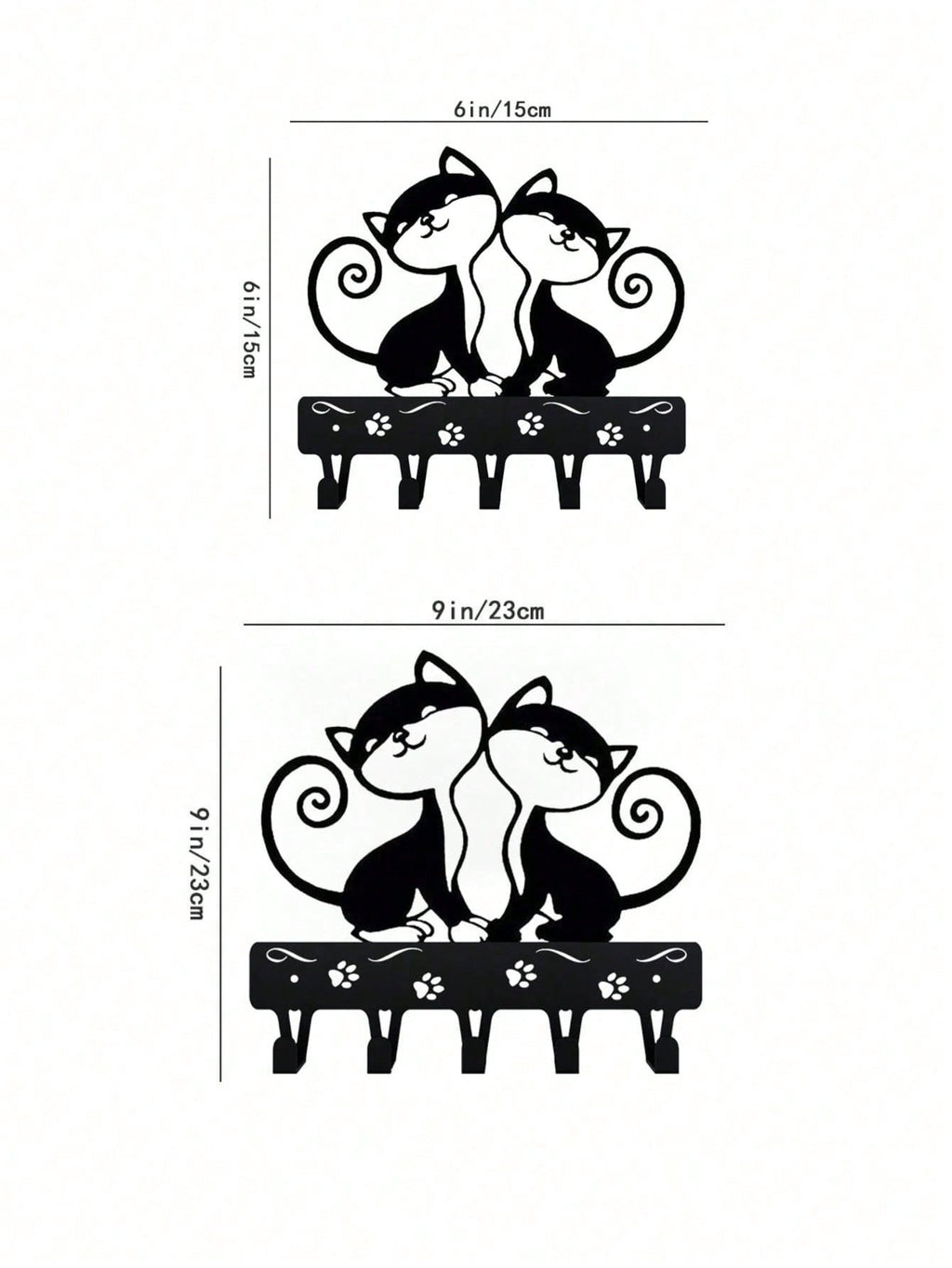 1 PC Cute Two Black Cats Featured Design Storage Rack Wall Rack With Wall Hook Keychain Cat Decorative Hook Hanger Iron Hook Wall Hanging Hook, Suitable For Modern Home Decor, Home Decoration