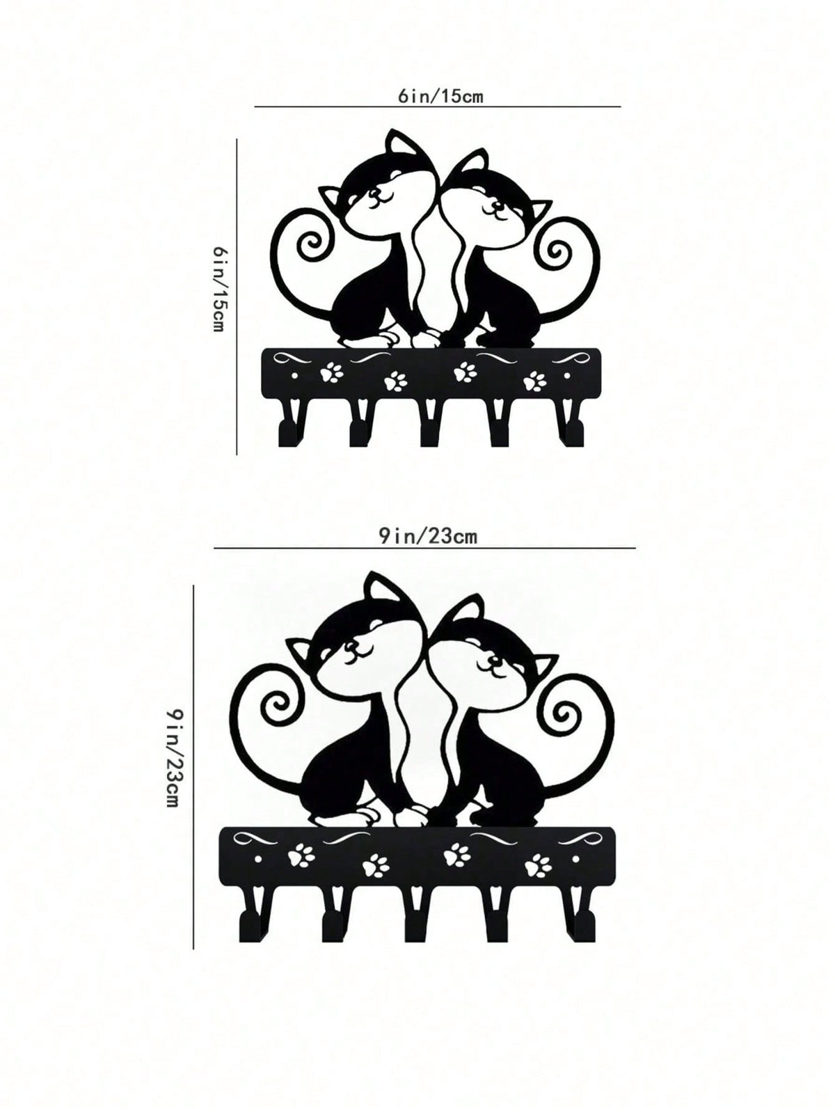 1 PC Cute Two Black Cats Featured Design Storage Rack Wall Rack With Wall Hook Keychain Cat Decorative Hook Hanger Iron Hook Wall Hanging Hook, Suitable For Modern Home Decor, Home Decoration