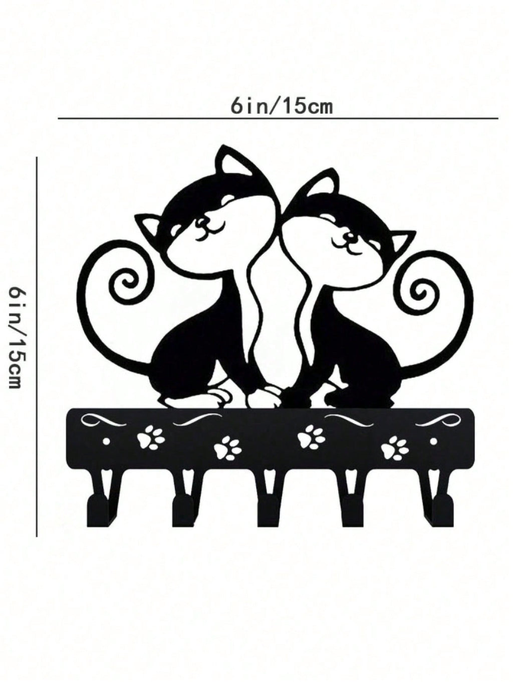1 PC Cute Two Black Cats Featured Design Storage Rack Wall Rack With Wall Hook Keychain Cat Decorative Hook Hanger Iron Hook Wall Hanging Hook, Suitable For Modern Home Decor, Home Decoration