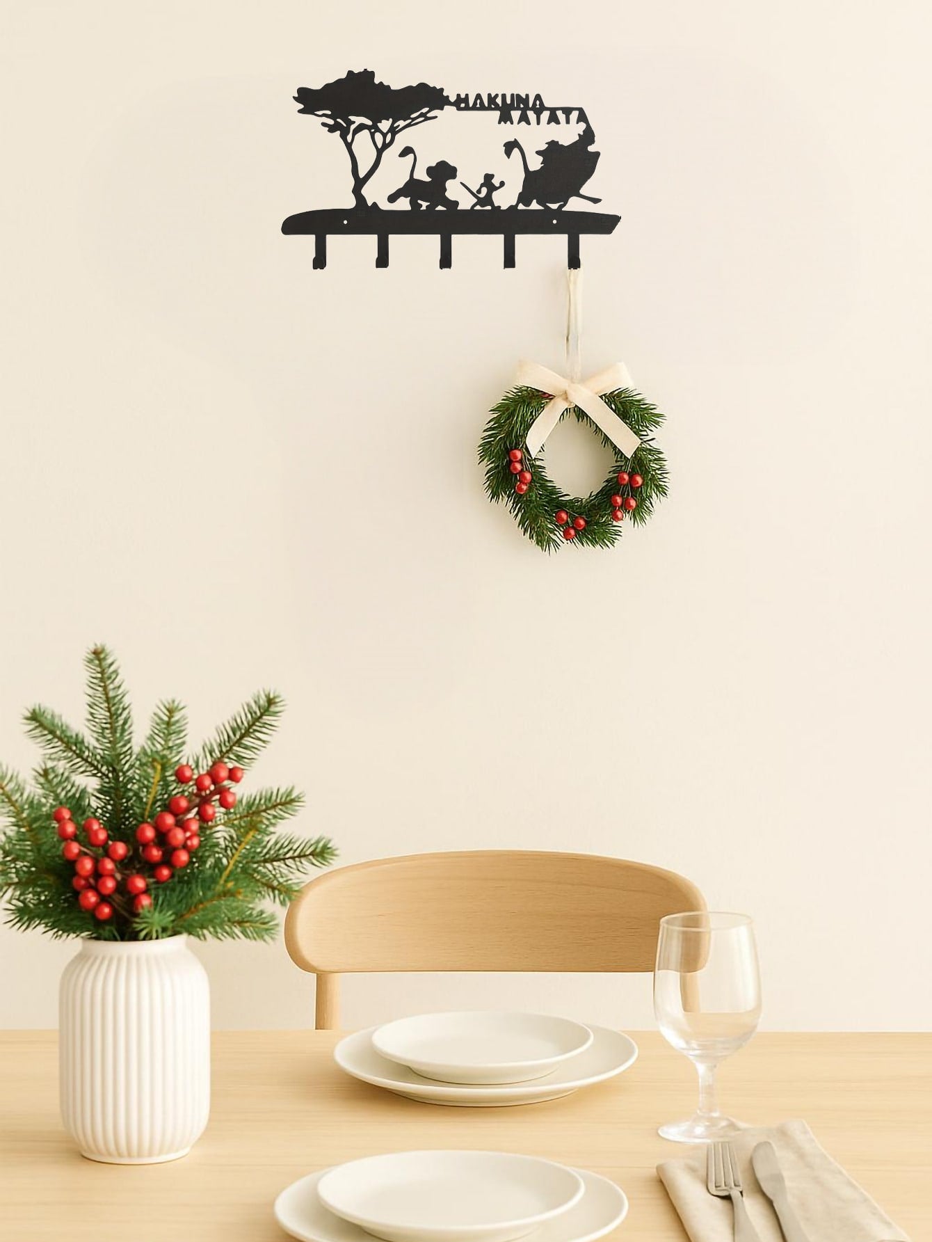 1 PC Christmas 5-Hook Dog Wall Mount Key Holder Shelf - Black Metal Key Organizer with Entryway Decor, Space Saving Apartment Hanger for Coats & Keychains.Suitable for Modern Home Decor, Home Decoration, Room Decor, Bedroom Decor, Bathroom Decor, Waterpro Main image