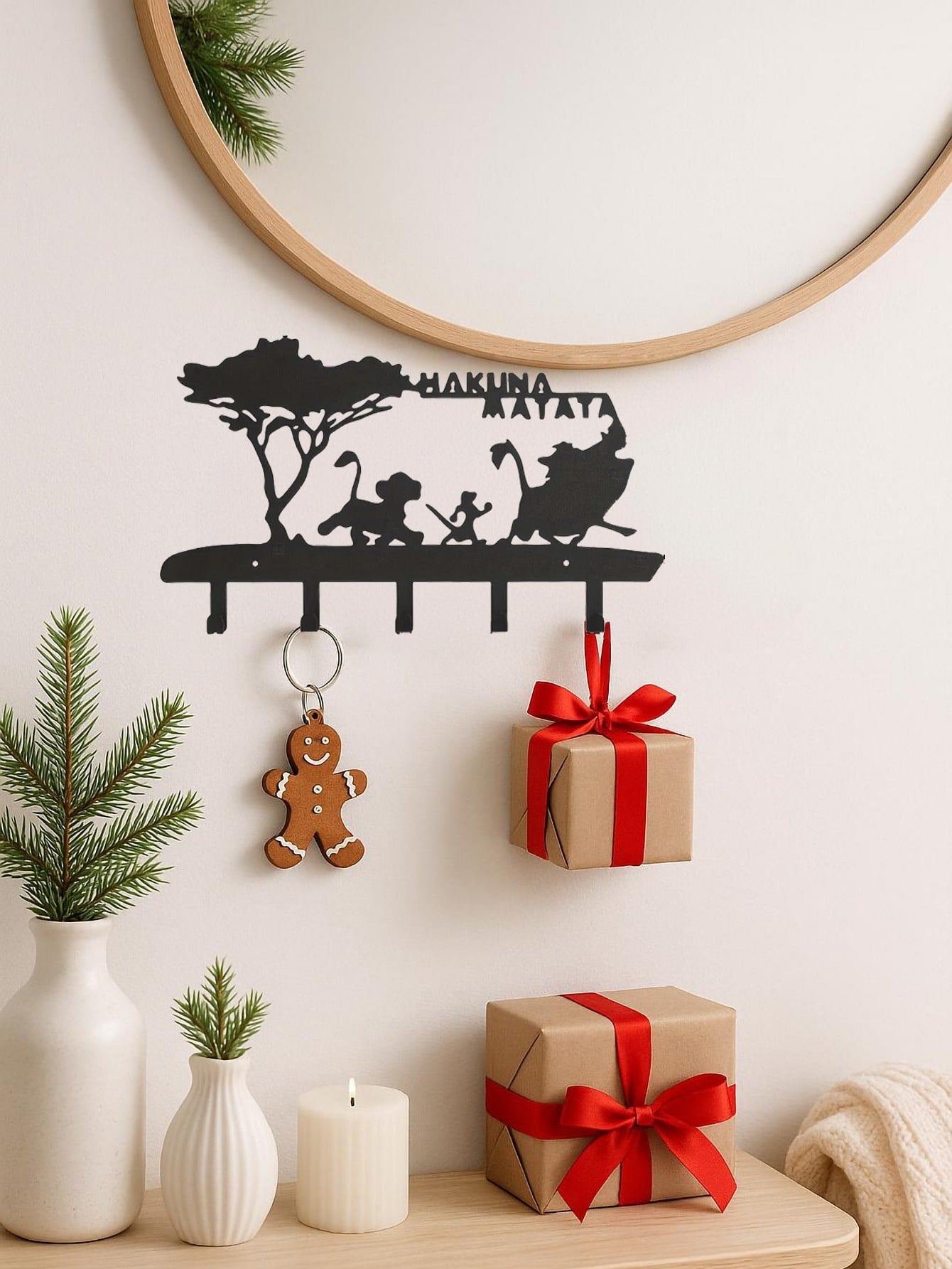 1 PC Christmas 5-Hook Dog Wall Mount Key Holder Shelf - Black Metal Key Organizer with Entryway Decor, Space Saving Apartment Hanger for Coats & Keychains.Suitable for Modern Home Decor, Home Decoration, Room Decor, Bedroom Decor, Bathroom Decor, Waterpro Secondary image