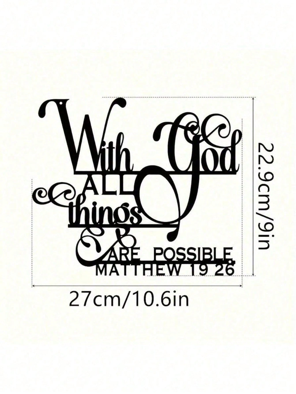 1 "With God, All Things Are Possible" Christmas Metal Sign - Vintage Scripture Wall Decor, Wrought Iron Inspirational Decor for Entrance and Prayer Room - Matthew 19:26 Bible Verse