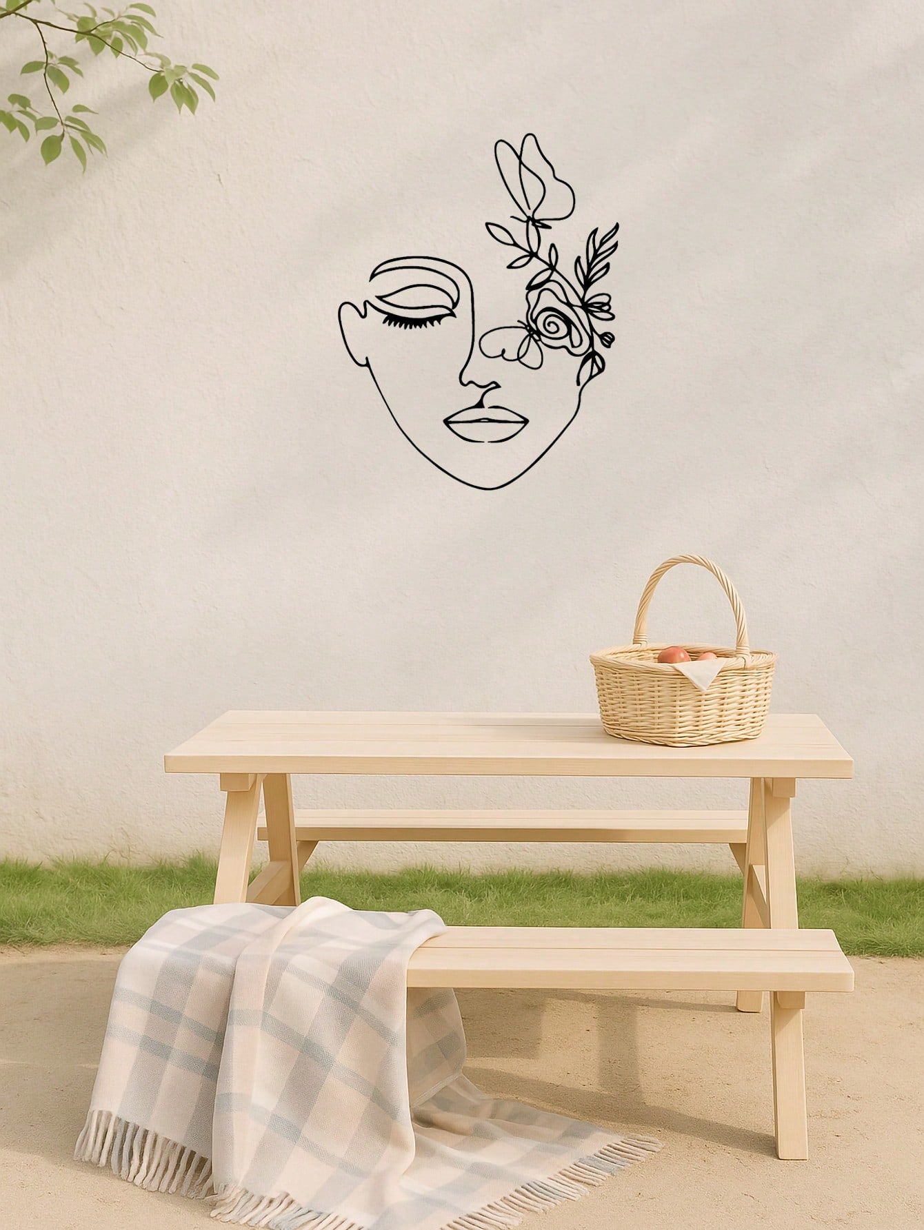 1pc Woman Face/Abstract Face Lines Modern Black Metal Wall Home Decoration Hanging Wall Art Suitable For Home Decoration , Bedroom, Dining Room, Bathroom Living Room, Home Decoration , Room Decoration , Wall Decoration.