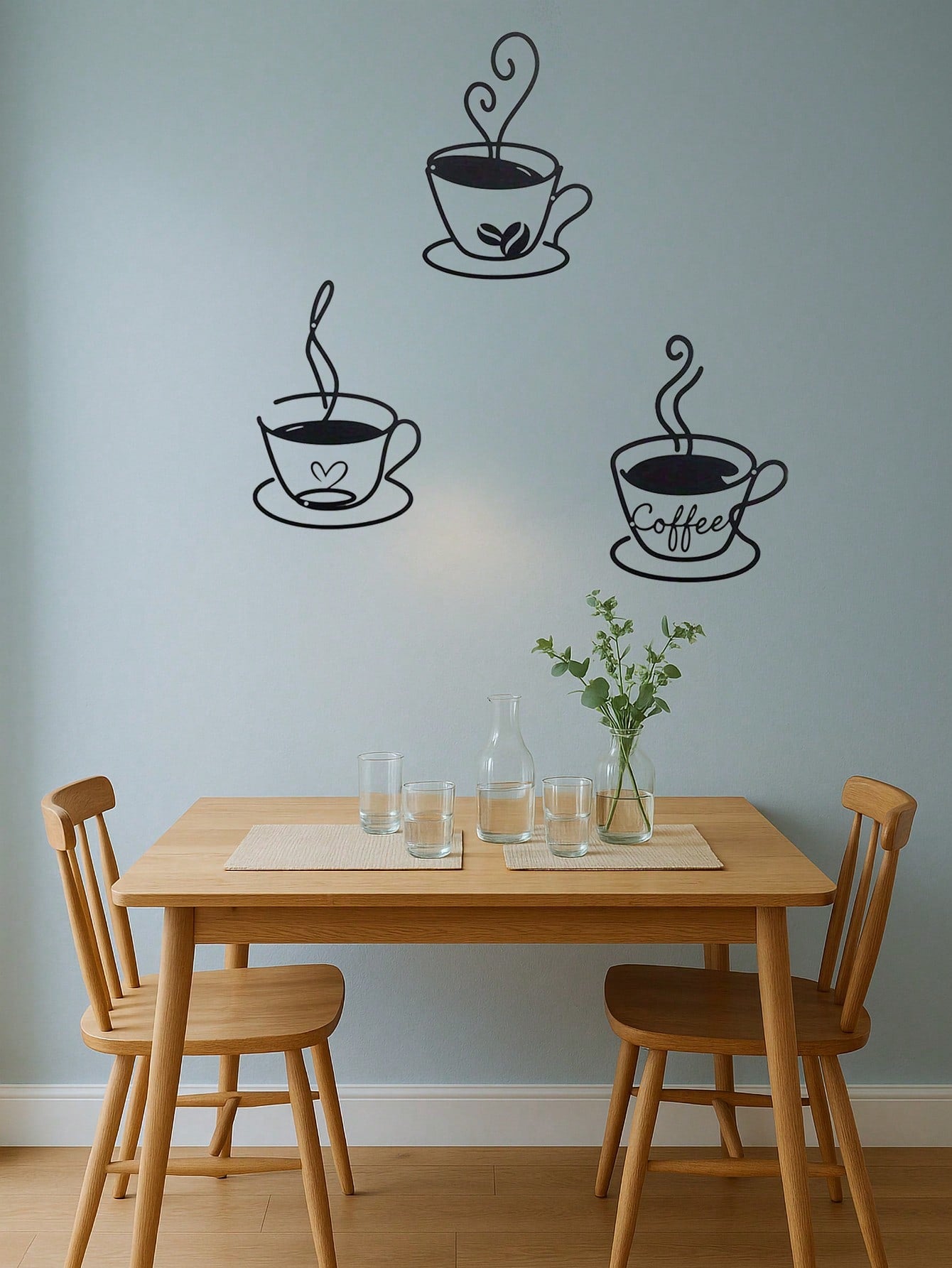 3 PiecesHeart Logo Coffee Cups With Vapor Metal Wall Art Set Minimalisty Metal Wall Art - Modern Home Decor For Bedroom, Living Room, Or Bathroom. Waterproof, Rustproof & Durable Wall Decor, Perfect As Birthday Gift. Main image