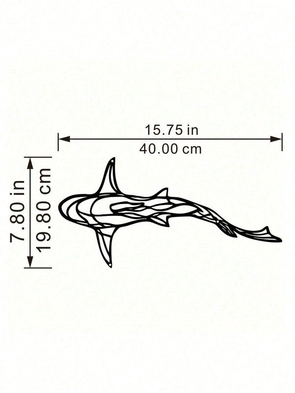 1 PC Minimalist Shark Metal Wall Art - Ocean Themed Iron Silhouette Decor, Modern Coastal Bathroom Living Room Wall Decor, Marine Lover Gift With Hanging Kit, Suitable For Christmas, Halloween, Thanksgiving, Valentine's Day Gifts, Suitable For Modern Home