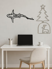 1 PC Minimalist Shark Metal Wall Art - Ocean Themed Iron Silhouette Decor, Modern Coastal Bathroom Living Room Wall Decor, Marine Lover Gift With Hanging Kit, Suitable For Christmas, Halloween, Thanksgiving, Valentine's Day Gifts, Suitable For Modern Home