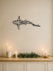 1 PC Minimalist Shark Metal Wall Art - Ocean Themed Iron Silhouette Decor, Modern Coastal Bathroom Living Room Wall Decor, Marine Lover Gift With Hanging Kit, Suitable For Christmas, Halloween, Thanksgiving, Valentine's Day Gifts, Suitable For Modern Home