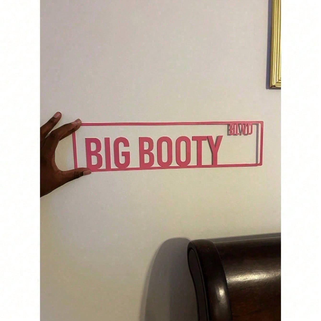 1pc Personalized Pink Aluminum Street Sign, "Big Booty" - Custom Home Decor For Door,Home Decor ,Room Decor,Wall Decor