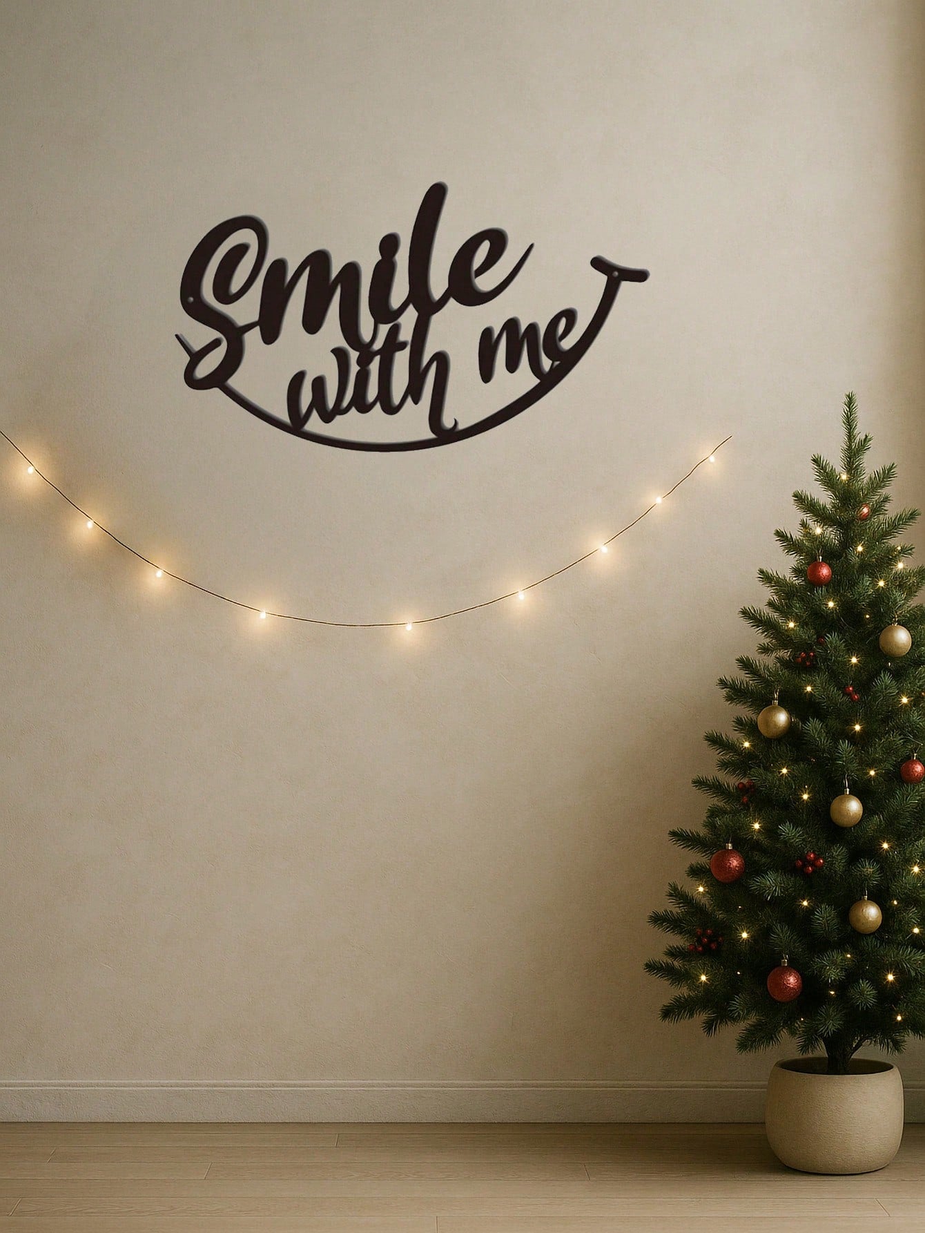 1 PC Positive Affirmation Iron Wall Art - "Smile With Me" Black Metal Sign With Distressed Finish, Uplifting Decor For Living Room Entryway, Therapy Grade Emotional Decor Gift, Suitable For Christmas, Halloween, Thanksgiving, Valentine's Day Gifts