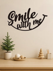 1 PC Positive Affirmation Iron Wall Art - "Smile With Me" Black Metal Sign With Distressed Finish, Uplifting Decor For Living Room Entryway, Therapy Grade Emotional Decor Gift, Suitable For Christmas, Halloween, Thanksgiving, Valentine's Day Gifts