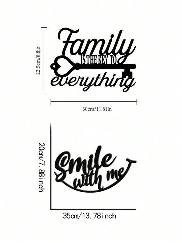 1 PC Positive Affirmation Iron Wall Art - "Smile With Me" Black Metal Sign With Distressed Finish, Uplifting Decor For Living Room Entryway, Therapy Grade Emotional Decor Gift, Suitable For Christmas, Halloween, Thanksgiving, Valentine's Day Gifts
