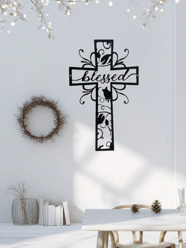 1 piece of metal cross wall decoration - home decoration, love theme, suitable for home, office, kitchen - Valentine's Day, New Year, Easter outdoor wall decoration, suitable for modern home decoration, home decoration, room decoration.