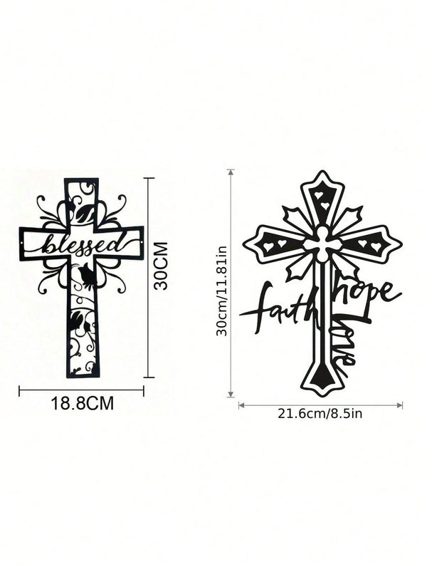 1 piece of metal cross wall decoration - home decoration, love theme, suitable for home, office, kitchen - Valentine's Day, New Year, Easter outdoor wall decoration, suitable for modern home decoration, home decoration, room decoration.