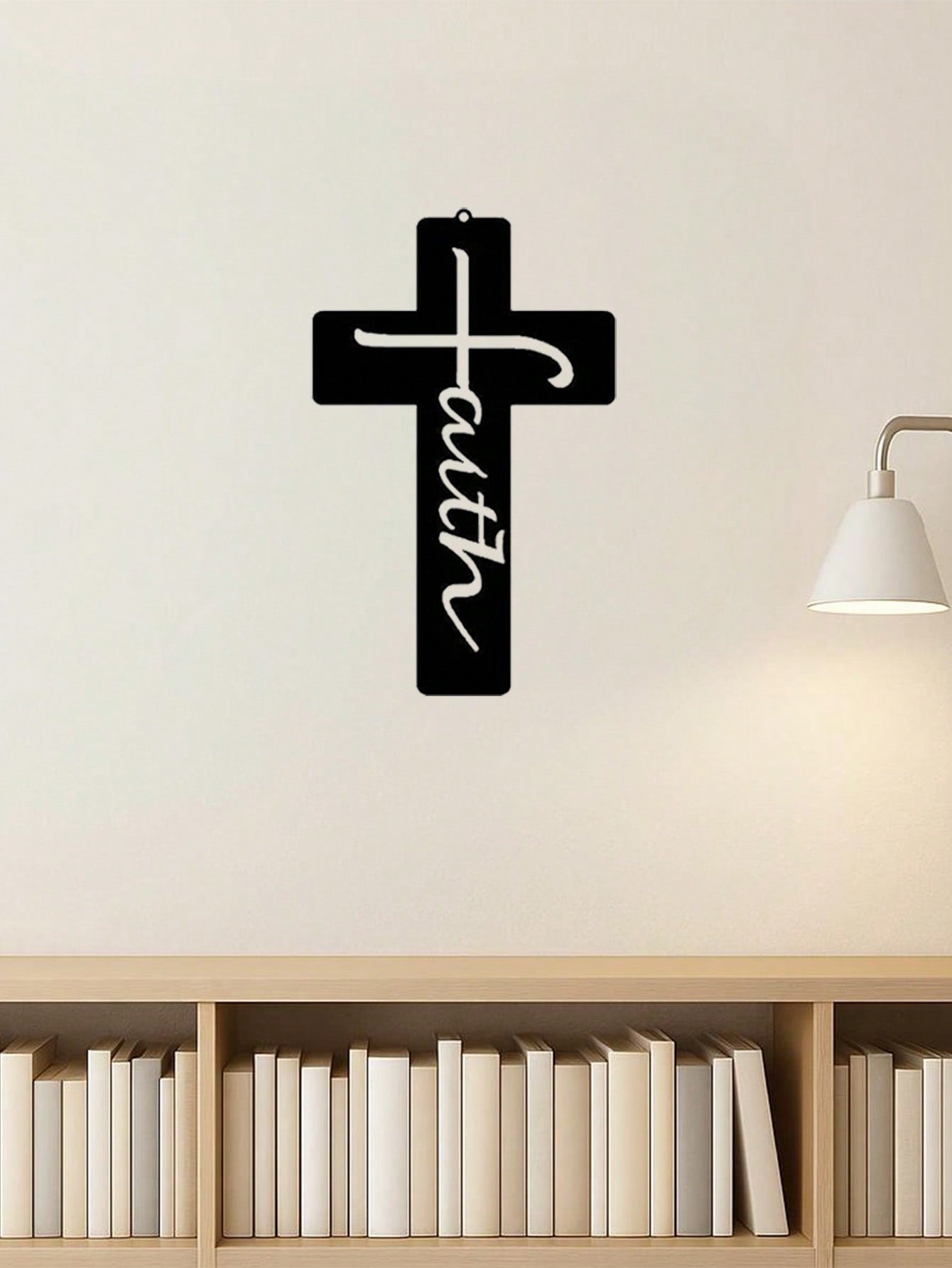 Faith Cross Metal Wall Art - Exquisite religious Jesus wall decor, perfect as a Christian home decor piece. An inspiring spiritual gift for faithful believers, crafted with meaningful symbolism,Suitable for modern home decor, home decoration, room decor, Main image