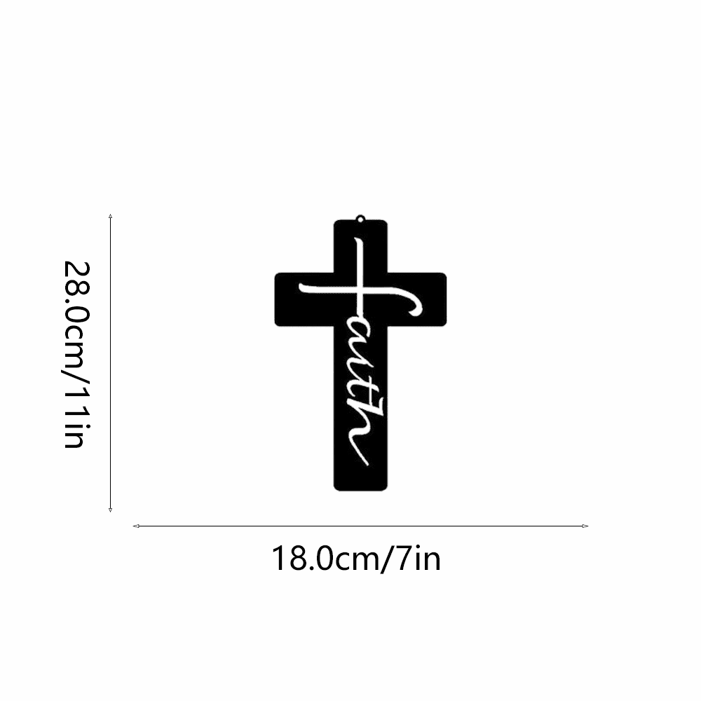 Faith Cross Metal Wall Art - Exquisite religious Jesus wall decor, perfect as a Christian home decor piece. An inspiring spiritual gift for faithful believers, crafted with meaningful symbolism,Suitable for modern home decor, home decoration, room decor, Secondary image