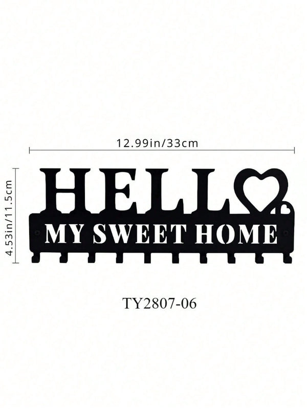 1pc Metal Welcome Keychain Holder - Wall-Mounted Key Hook Rack In Black. Features A Welcome Sign Design, Perfect For Organizing Entryways In Living Rooms, Bedrooms, Or Offices. Ideal For Key Storage And Hanging Keychains.