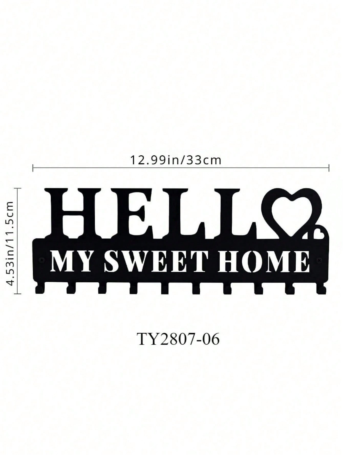 1pc Metal Welcome Keychain Holder - Wall-Mounted Key Hook Rack In Black. Features A Welcome Sign Design, Perfect For Organizing Entryways In Living Rooms, Bedrooms, Or Offices. Ideal For Key Storage And Hanging Keychains.