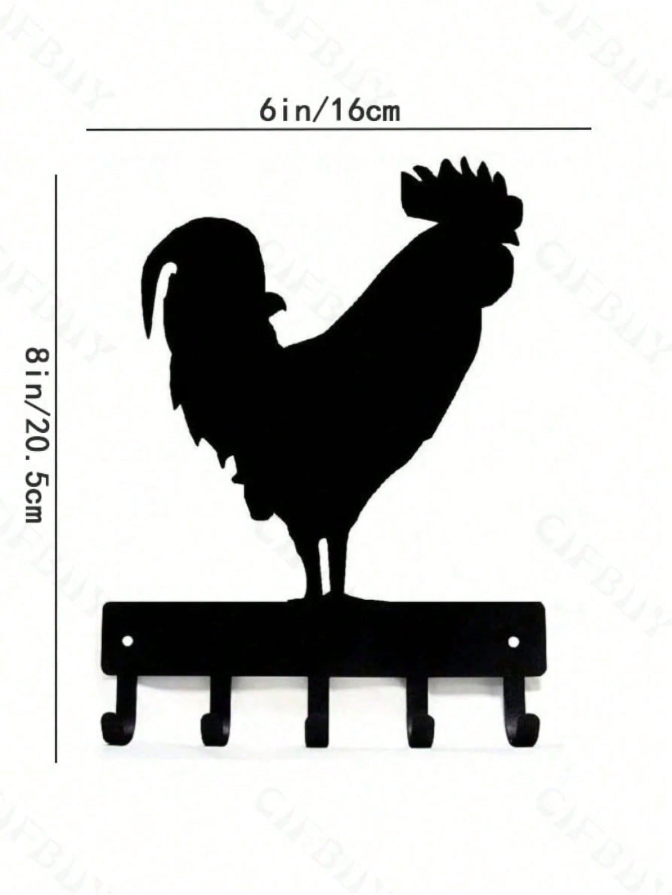 1 PC Country Chic Decor Midnight Rooster Wall Hook - Matte Black Farm Metal Hanger with Comb Texturing | Rustic Organizer for Keys & Aprons , applicable to multiple areas such as lounges and sleeping quarters.Suitable for Christmas, Halloween, Thanksgivin