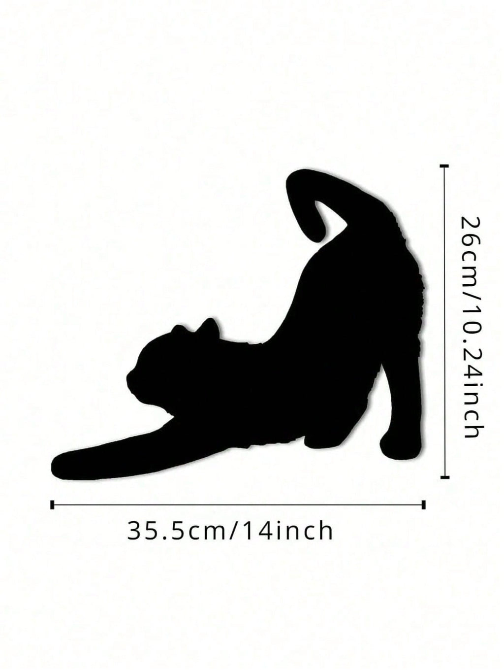 1 Pc Enchanting Metal Wall Panel of Stretching Cat | Exquisite Cat Silhouette Wall Decoration Sticker. This graceful iron art silhouette showcases a fascinating hanging wall art. It adds a touch of charm and playfulness, creating a captivating atmosphere