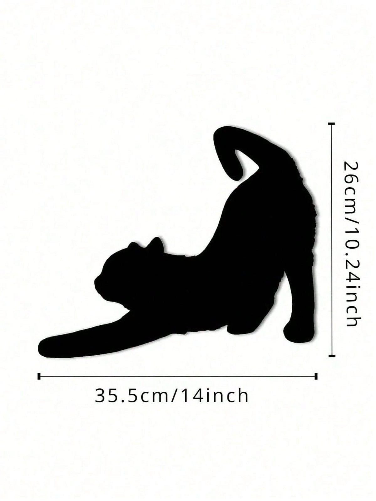 1 Pc Enchanting Metal Wall Panel of Stretching Cat | Exquisite Cat Silhouette Wall Decoration Sticker. This graceful iron art silhouette showcases a fascinating hanging wall art. It adds a touch of charm and playfulness, creating a captivating atmosphere