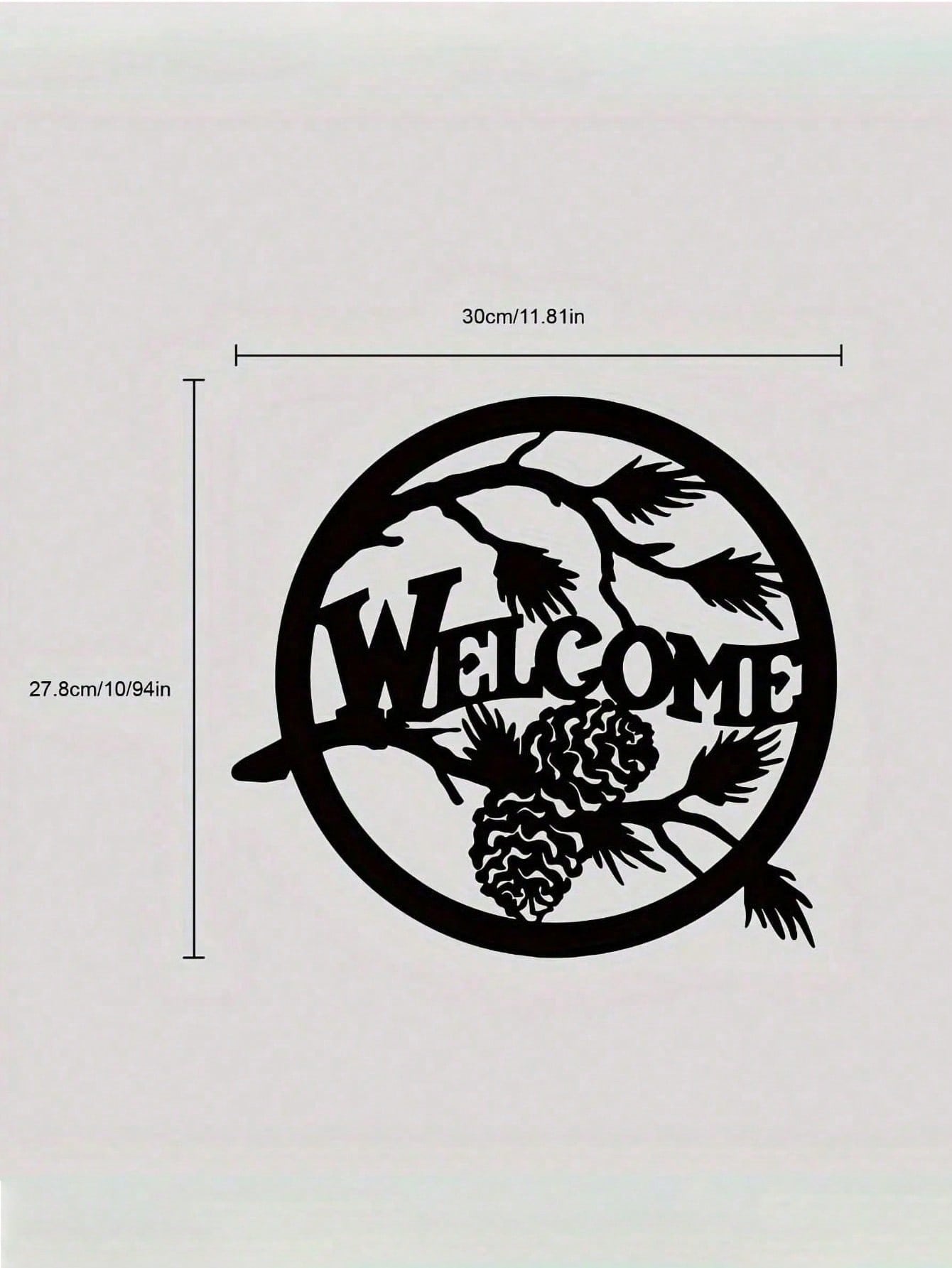 1 PC Evergreen Welcome Wall Decoration - Textured Pine Metal Sign | Entrance Rust-Proof Porch Decoration , Weather-Resistant, Suitable for Modern Home Decoration , Home Decoration , Room Decoration , Bedroom Decoration , Bathroom Decoration , Waterproof, Secondary image