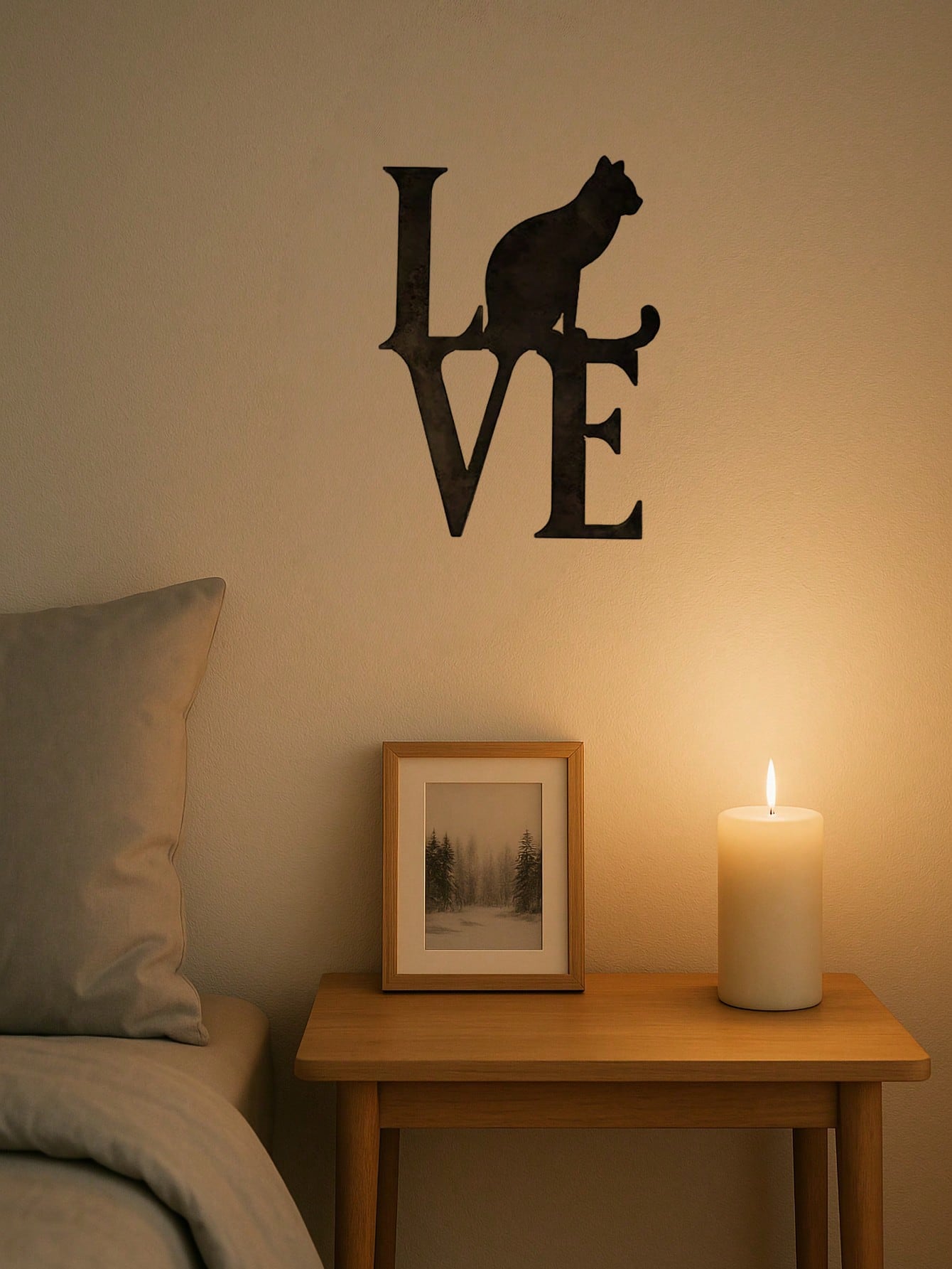 "1 Piece Love Wall Decor - Romantic metal art for bedroom or home. Perfect couple gift, adds a touch of love to any space. Easy to hang, ready to inspire romance,Suitable for modern home decor, home decoration, room decor, bedroom decor, bathroom decor, w Main image
