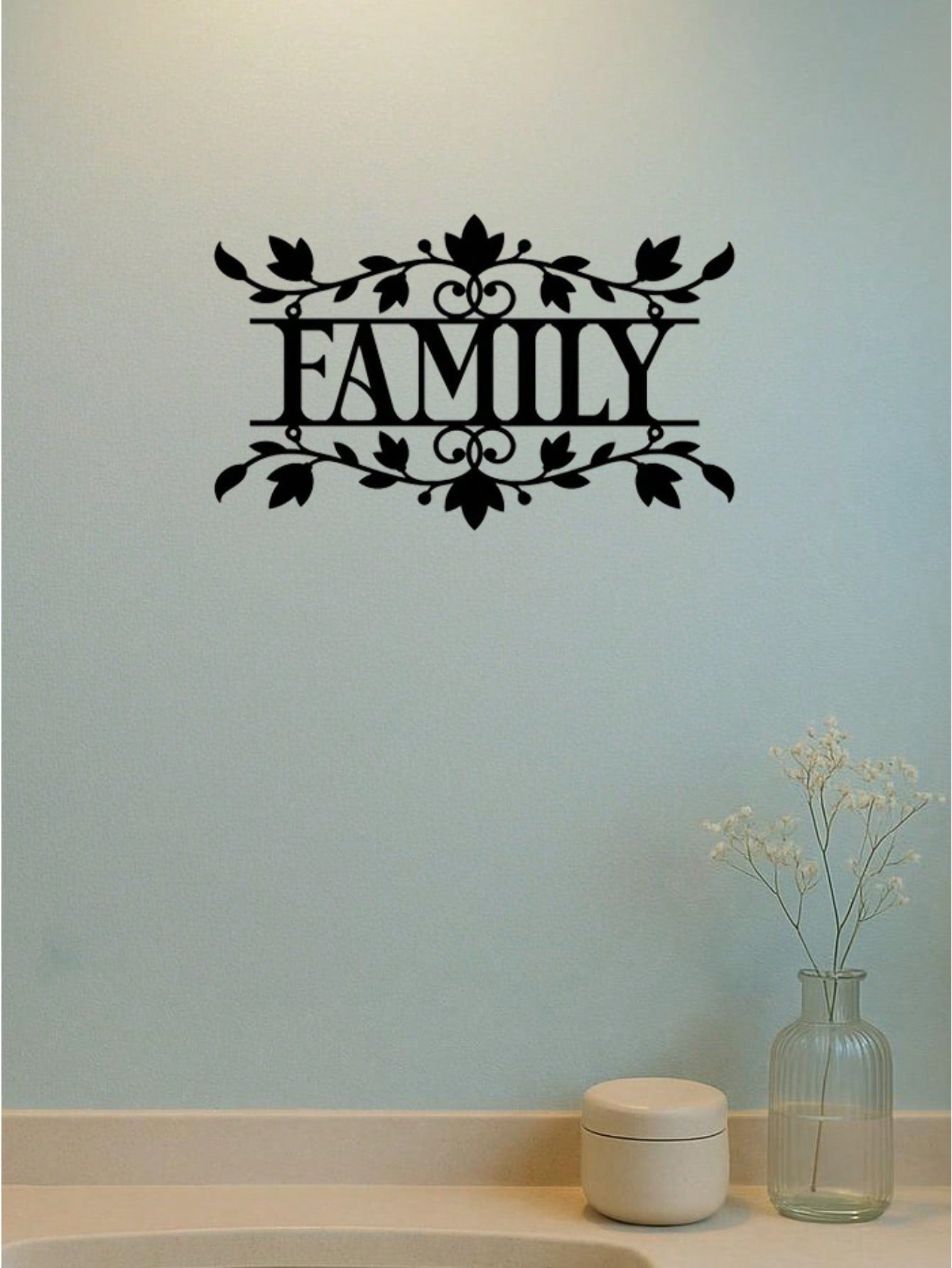 1pc "Family with Leaves" Wall Art Elevate your bedroom, living room, or bathroom with this modern home decor piece. Crafted from premium waterproof and rust-resistant materials, it combines stylish elegance with lasting durability for any space,Suitable f