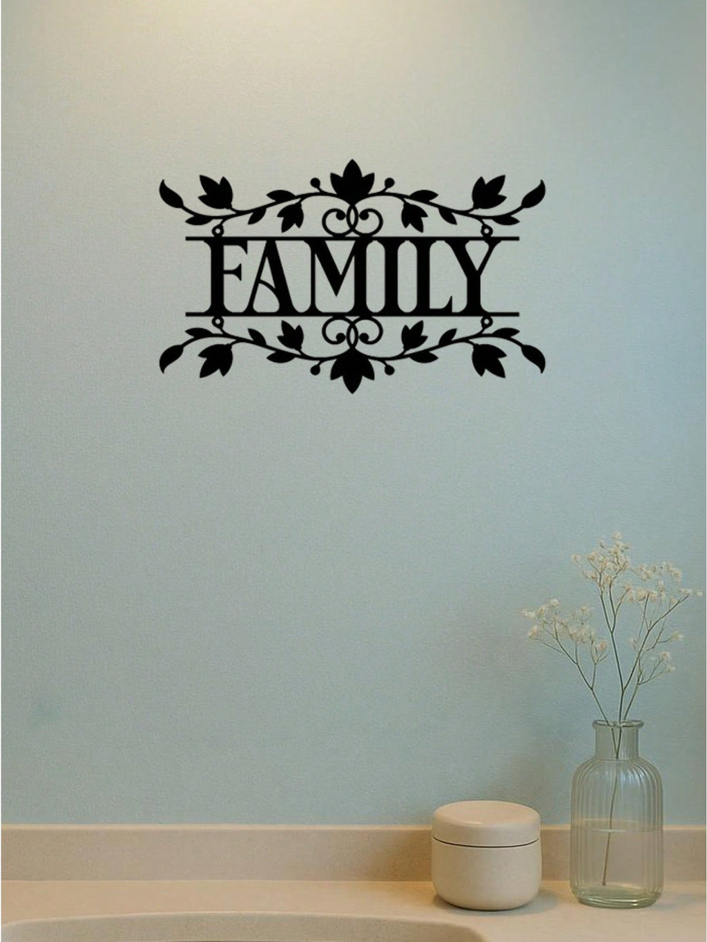 1pc "Family with Leaves" Wall Art Elevate your bedroom, living room, or bathroom with this modern home decor piece. Crafted from premium waterproof and rust-resistant materials, it combines stylish elegance with lasting durability for any space,Suitable f