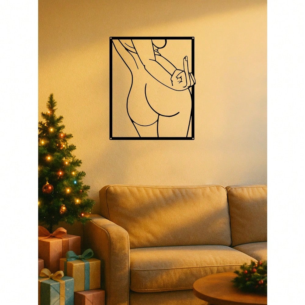 1PC Self-Love Line Art Metal Wall Decor - Minimalist Feminine Silhouette with Botanical Accents, Dual-Use Bathroom & Vanity Area Decor, Empowerment Gift, Suitable for Christmas, Halloween, Thanksgiving, Valentine's Day Gifts, Suitable for Modern Home Deco