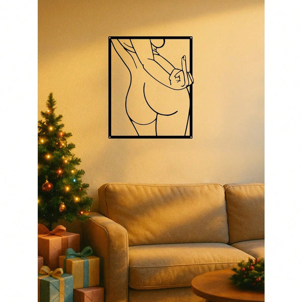 1PC Self-Love Line Art Metal Wall Decor - Minimalist Feminine Silhouette with Botanical Accents, Dual-Use Bathroom & Vanity Area Decor, Empowerment Gift, Suitable for Christmas, Halloween, Thanksgiving, Valentine's Day Gifts, Suitable for Modern Home Deco