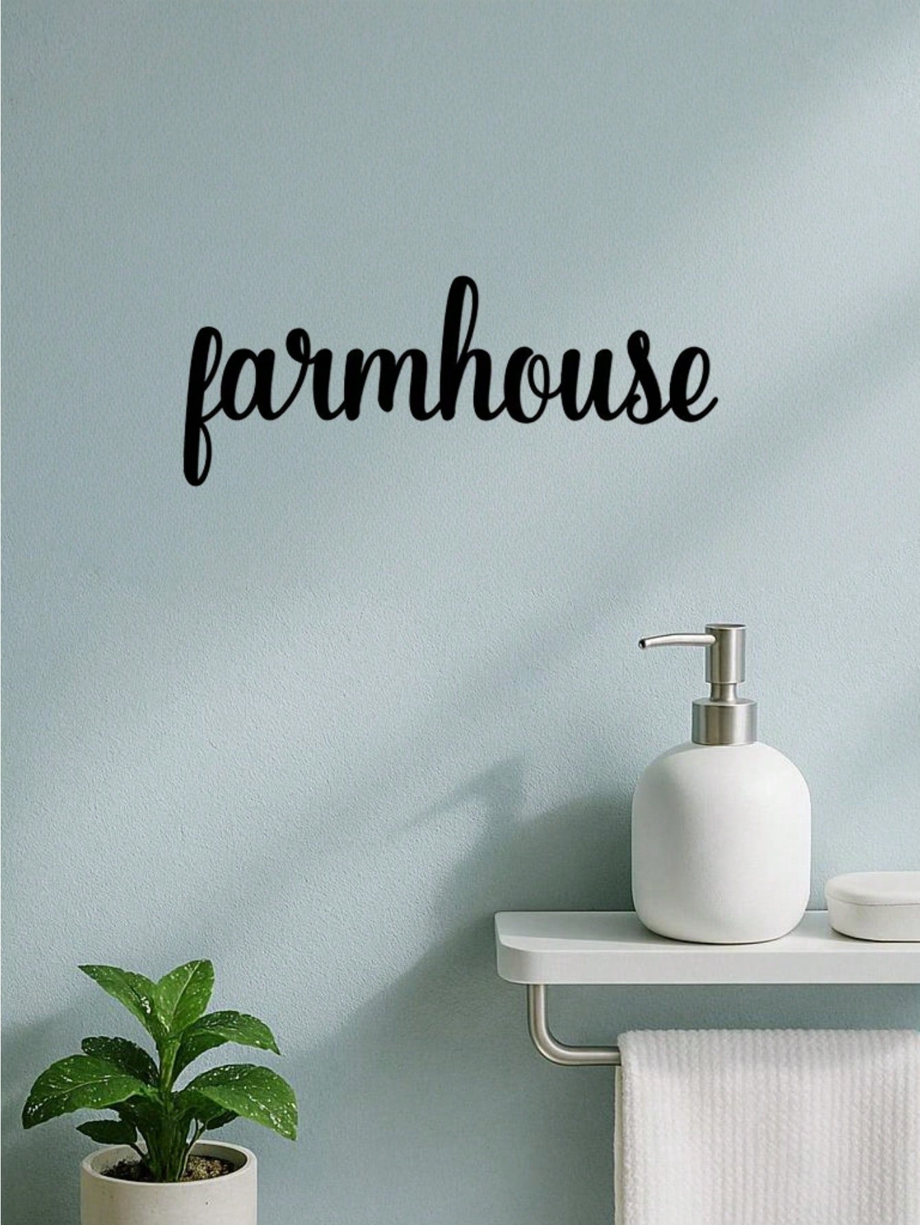 1pc Farmhouse-Style Metal Wall Art Sign, Exquisite Home Decor Accent. This beautifully crafted iron wall hanging adds a rustic charm and elegant touch to your interior wall decoration, 室内版本：Suitable for modern home decor, home decoration, room decor, bedr Main image
