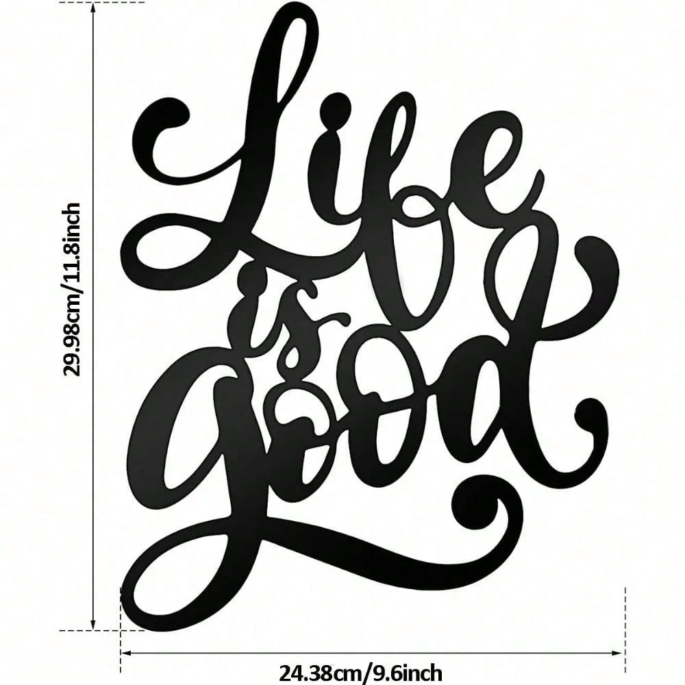 Vintage "Life is Good" 3D metal wall sign. Crafted from durable iron with a rustic finish, this round decorative piece adds farmhouse charm to indoor or outdoor spaces. Perfect for living rooms, bedrooms, or garden grills, 室内版本：Suitable for modern home de Secondary image