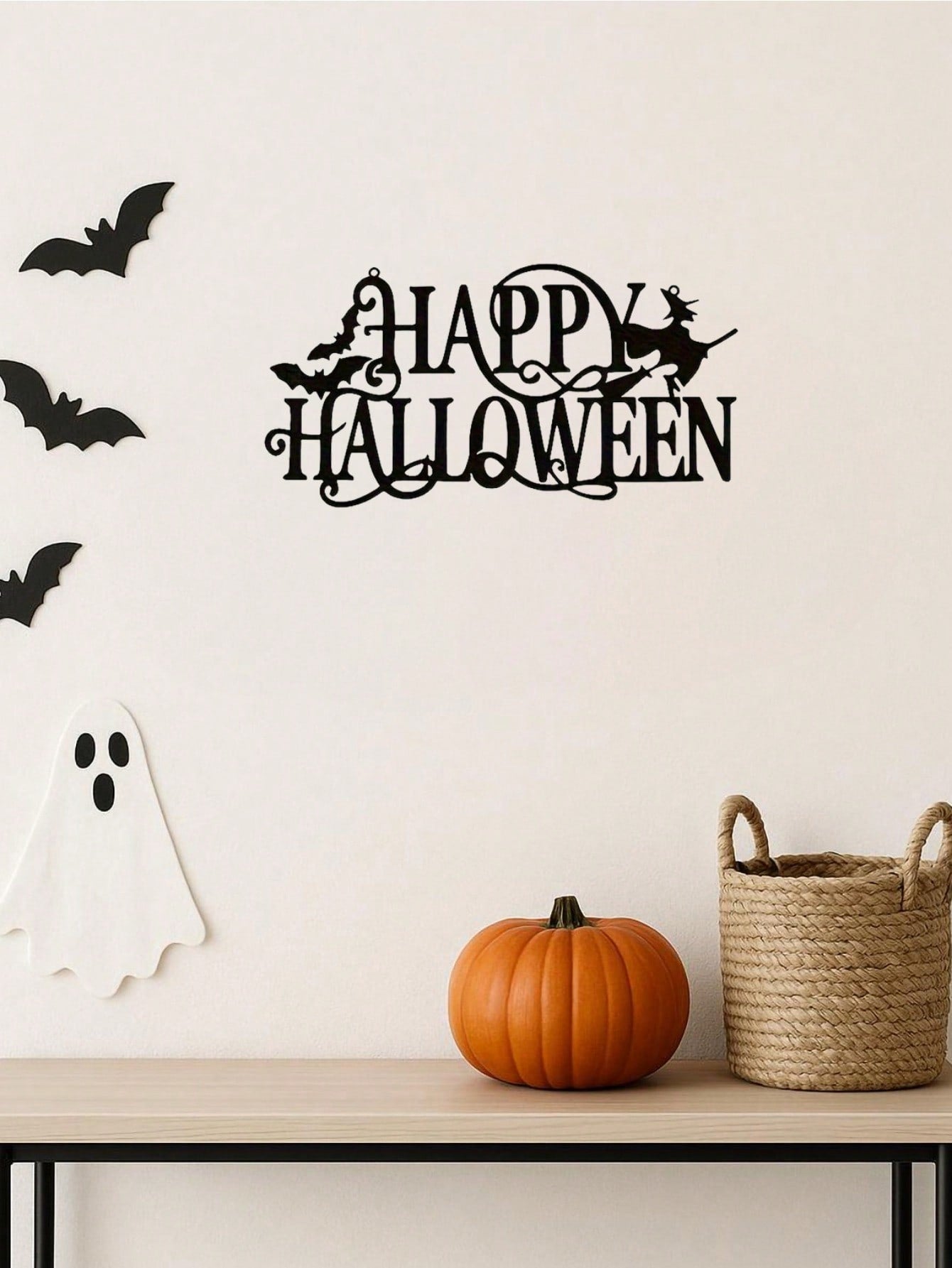 Elevate your space with this premium metal wall art featuring a "Happy Halloween" design. Crafted with durable iron and a century-old baked paint finish, it is waterproof, rust-resistant, and fade-resistant for long-lasting beauty. Easy to install and per
