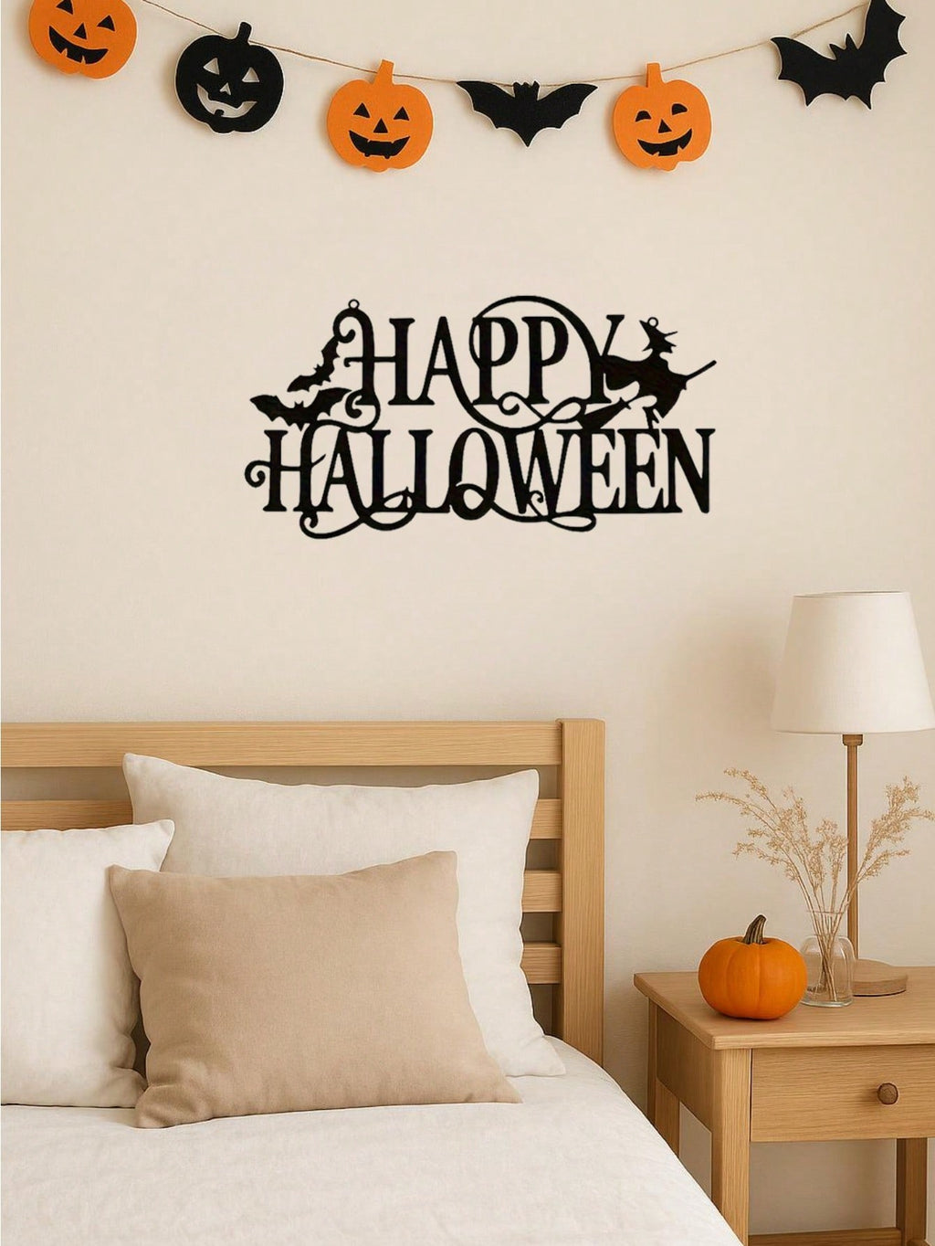 Elevate your space with this premium metal wall art featuring a "Happy Halloween" design. Crafted with durable iron and a century-old baked paint finish, it is waterproof, rust-resistant, and fade-resistant for long-lasting beauty. Easy to install and per