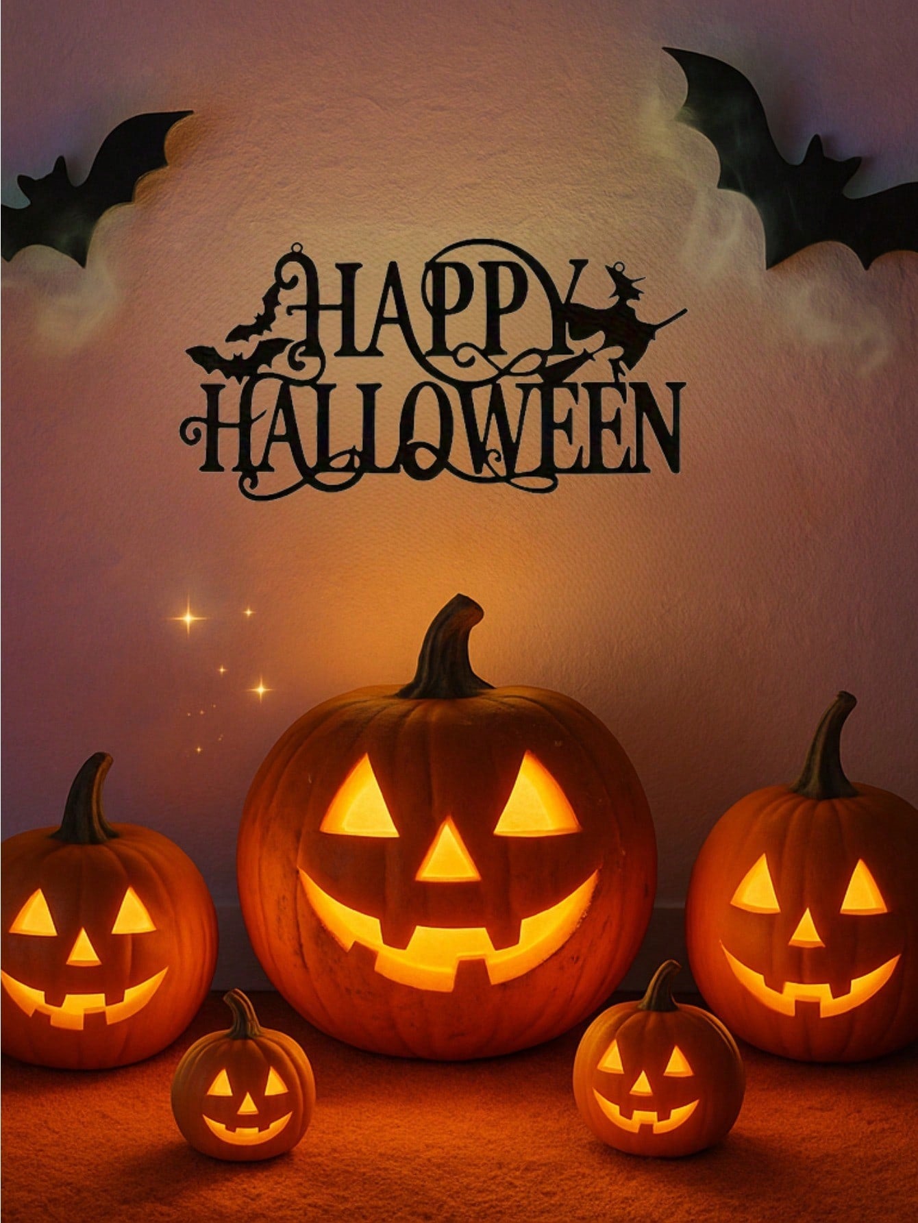 Elevate your space with this premium metal wall art featuring a "Happy Halloween" design. Crafted with durable iron and a century-old baked paint finish, it is waterproof, rust-resistant, and fade-resistant for long-lasting beauty. Easy to install and per Main image