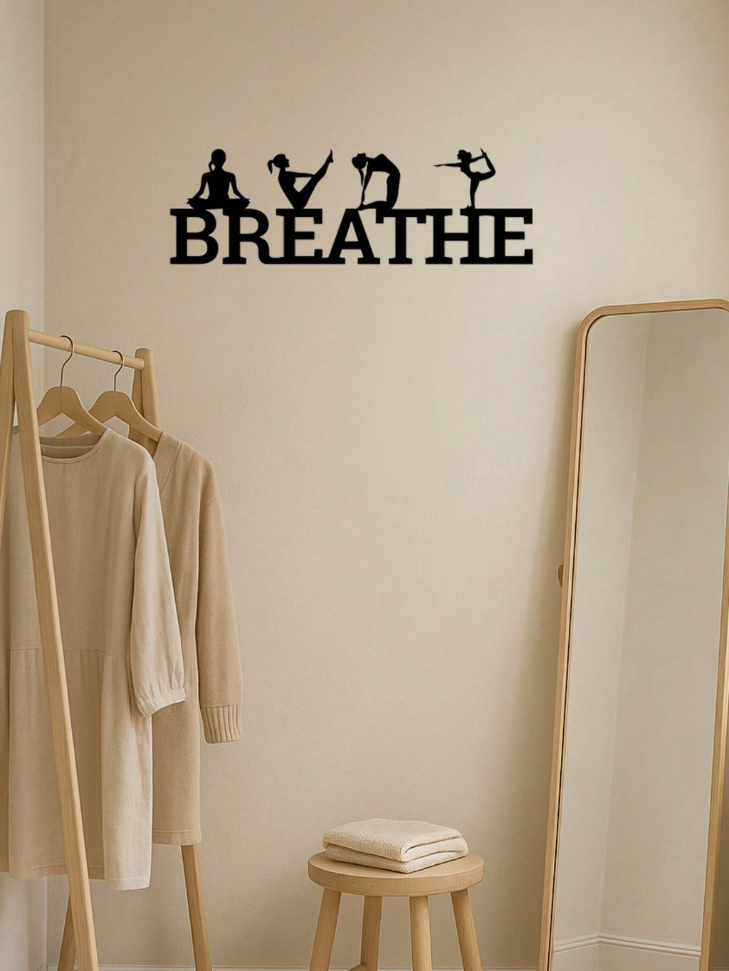 BREATHE metal wall decoration, single piece. Expertly crafted with premium texture, it adds artistic flair to gyms, dance studios, and beyond. Easy installation with exquisite metallic details for elevated aesthetics,Suitable for modern home decor, home d