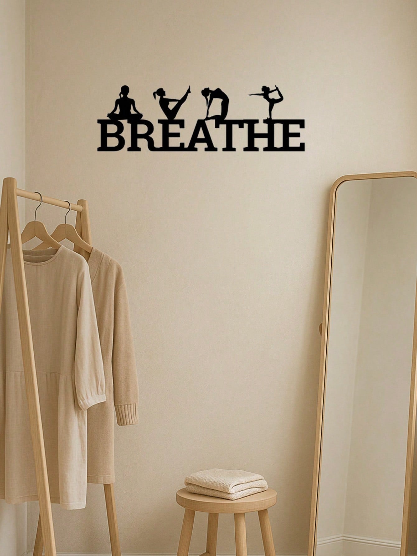 BREATHE metal wall decoration, single piece. Expertly crafted with premium texture, it adds artistic flair to gyms, dance studios, and beyond. Easy installation with exquisite metallic details for elevated aesthetics,Suitable for modern home decor, home d