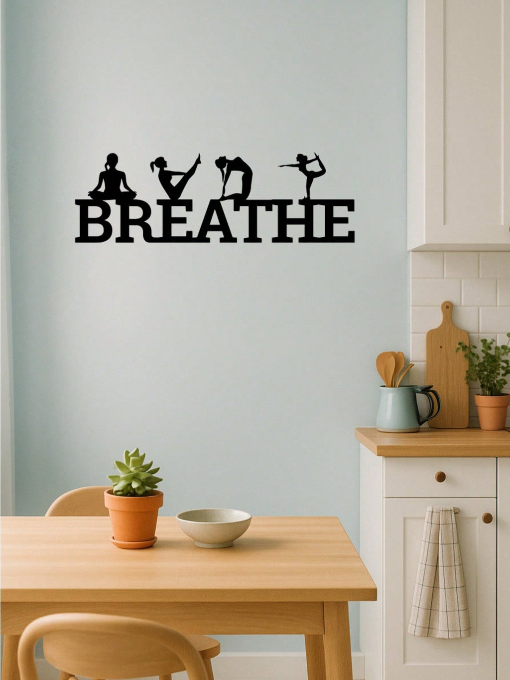 BREATHE metal wall decoration, single piece. Expertly crafted with premium texture, it adds artistic flair to gyms, dance studios, and beyond. Easy installation with exquisite metallic details for elevated aesthetics,Suitable for modern home decor, home d
