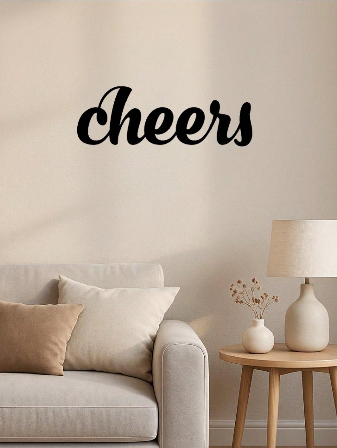 1PC Cheers Metal Wall Art: Elegant Kitchen and Bar Sign, Decorative Iron Silhouette for Stylish Wall Accents,Suitable for modern home decor, home decoration, room decor, bedroom decor, bathroom decor, waterproof, rust proof and durable,wall decor， birthda Main image