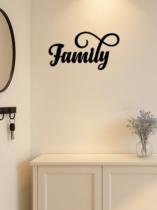 1PC Black Metal "Family" Wall Art, a premium choice for home decor. Its minimalist design paired with the heartwarming "Family" inscription embodies unity and harmony, infusing modern spaces with artistic elegance and emotional warmth,Suitable for modern