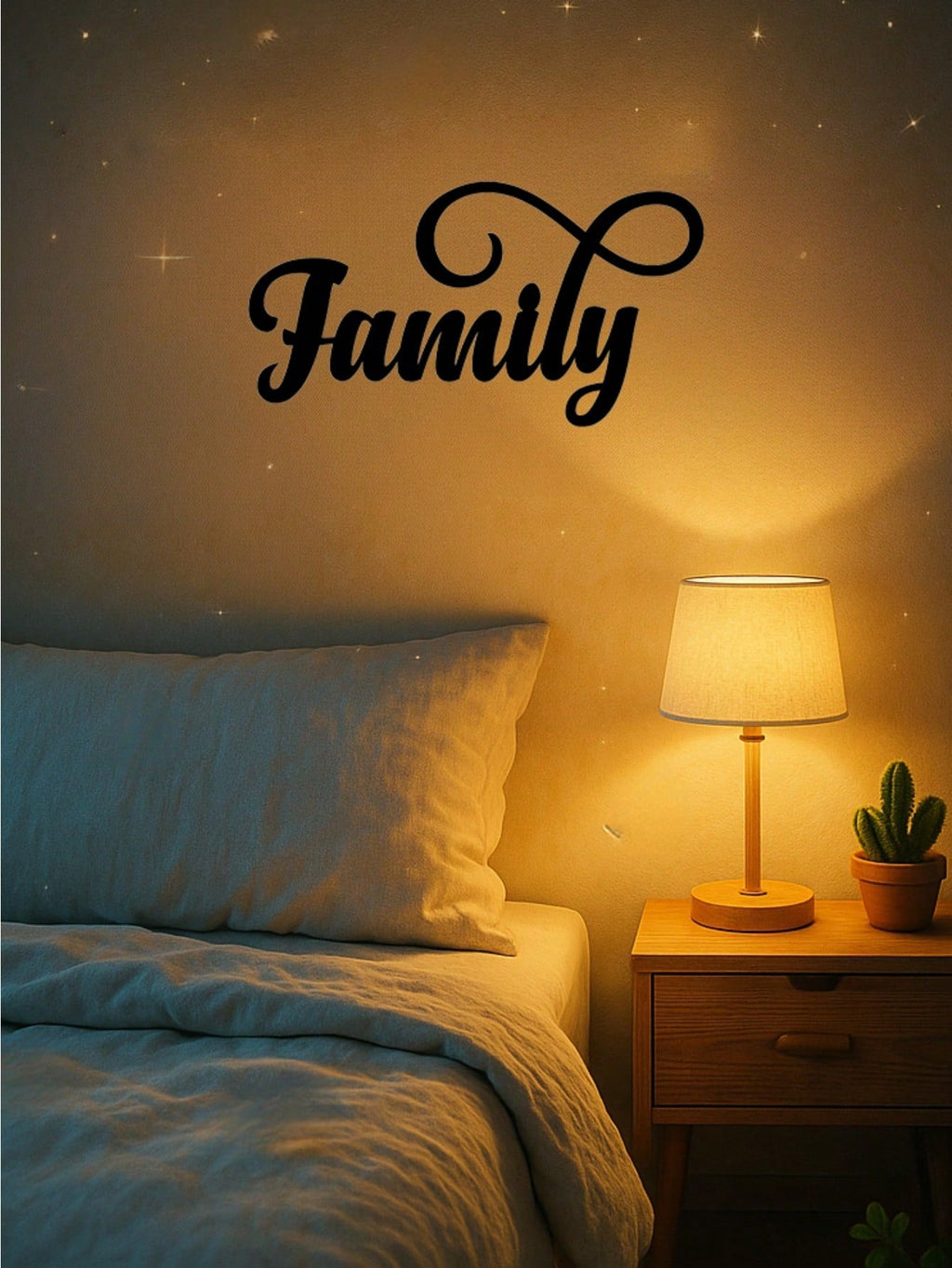 1PC Black Metal "Family" Wall Art, a premium choice for home decor. Its minimalist design paired with the heartwarming "Family" inscription embodies unity and harmony, infusing modern spaces with artistic elegance and emotional warmth,Suitable for modern