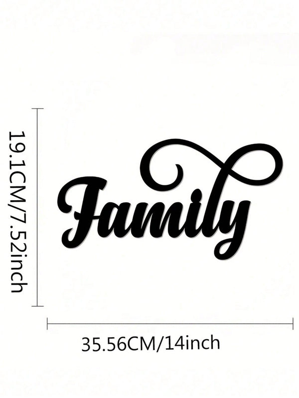 1PC Black Metal "Family" Wall Art, a premium choice for home decor. Its minimalist design paired with the heartwarming "Family" inscription embodies unity and harmony, infusing modern spaces with artistic elegance and emotional warmth,Suitable for modern