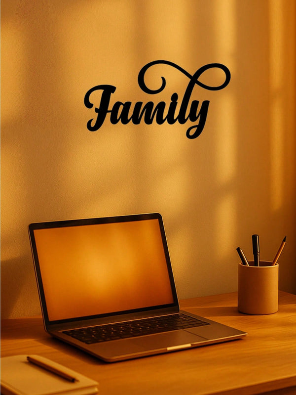 1PC Black Metal "Family" Wall Art, a premium choice for home decor. Its minimalist design paired with the heartwarming "Family" inscription embodies unity and harmony, infusing modern spaces with artistic elegance and emotional warmth,Suitable for modern
