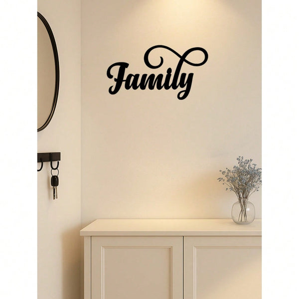 1PC Black Metal "Family" Wall Art, a premium choice for home decor. Its minimalist design paired with the heartwarming "Family" inscription embodies unity and harmony, infusing modern spaces with artistic elegance and emotional warmth,Suitable for modern