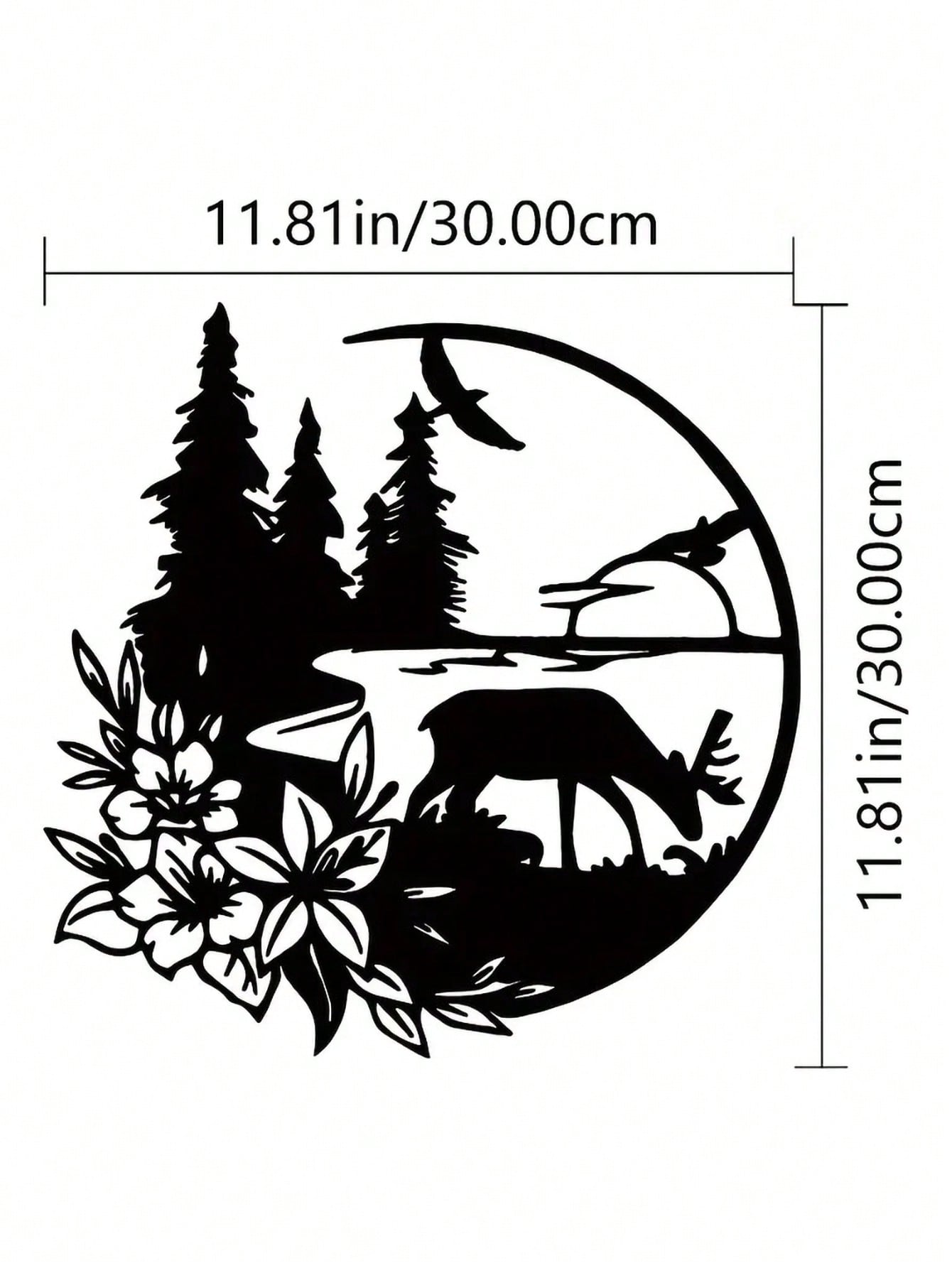 1PC Twilight Forest Metal Wall Art - Laser Cut Deer, River & Birds Silhouette with Sunset Motif, Nature-Themed Decor for Living Room or Study,Suitable for Christmas, Halloween, Thanksgiving, Valentine's Day Gifts, Suitable for Modern Home Decor, Home Deco Secondary image