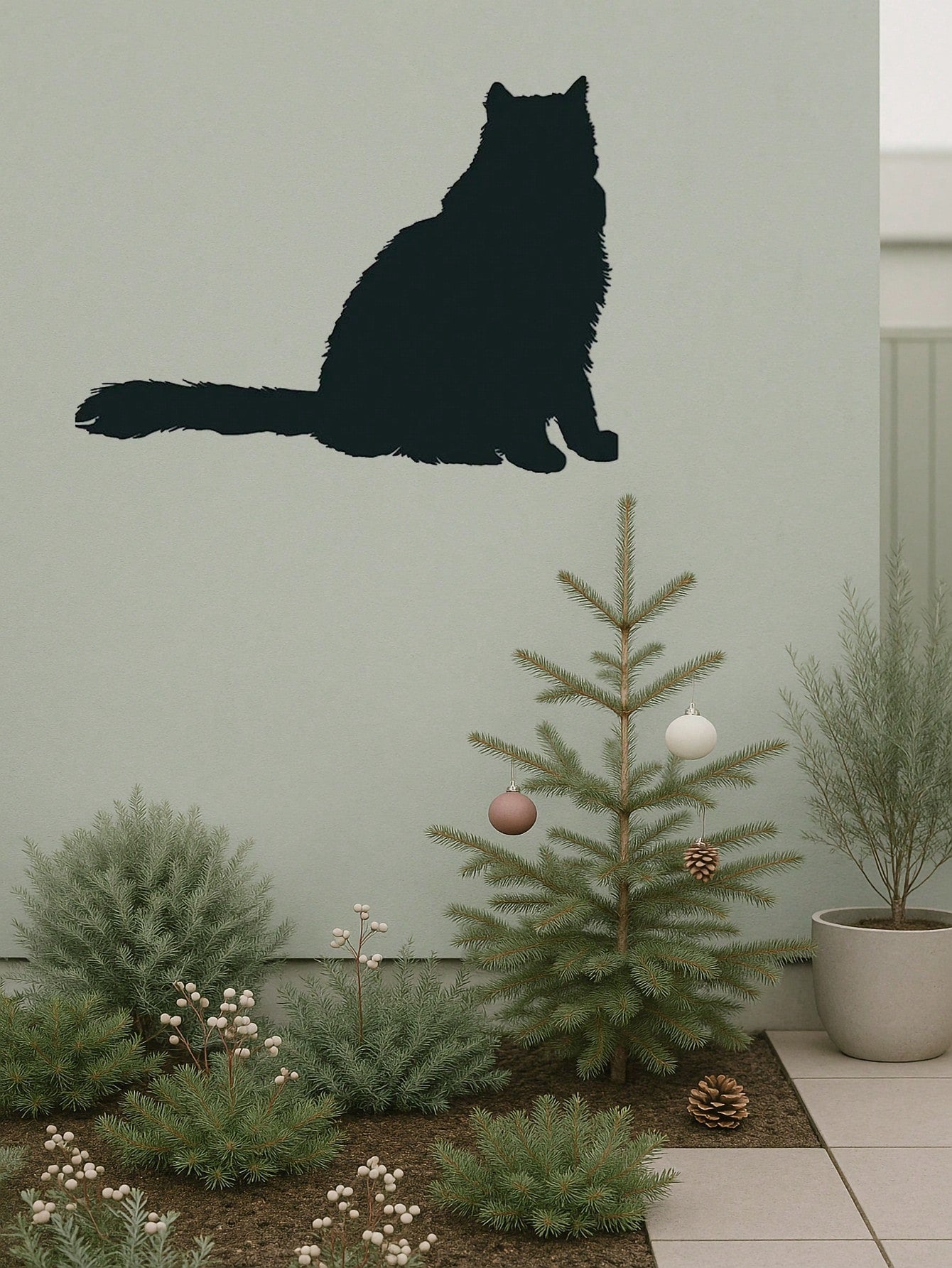 1 Pc Metal Wall Panel of Stretching Cat | Exquisite Cat Silhouette Wall Decoration Sticker. This graceful iron art silhouette showcases a fascinating hanging wall art. It adds a touch of charm and playfulness, creating a captivating atmosphere in your spa