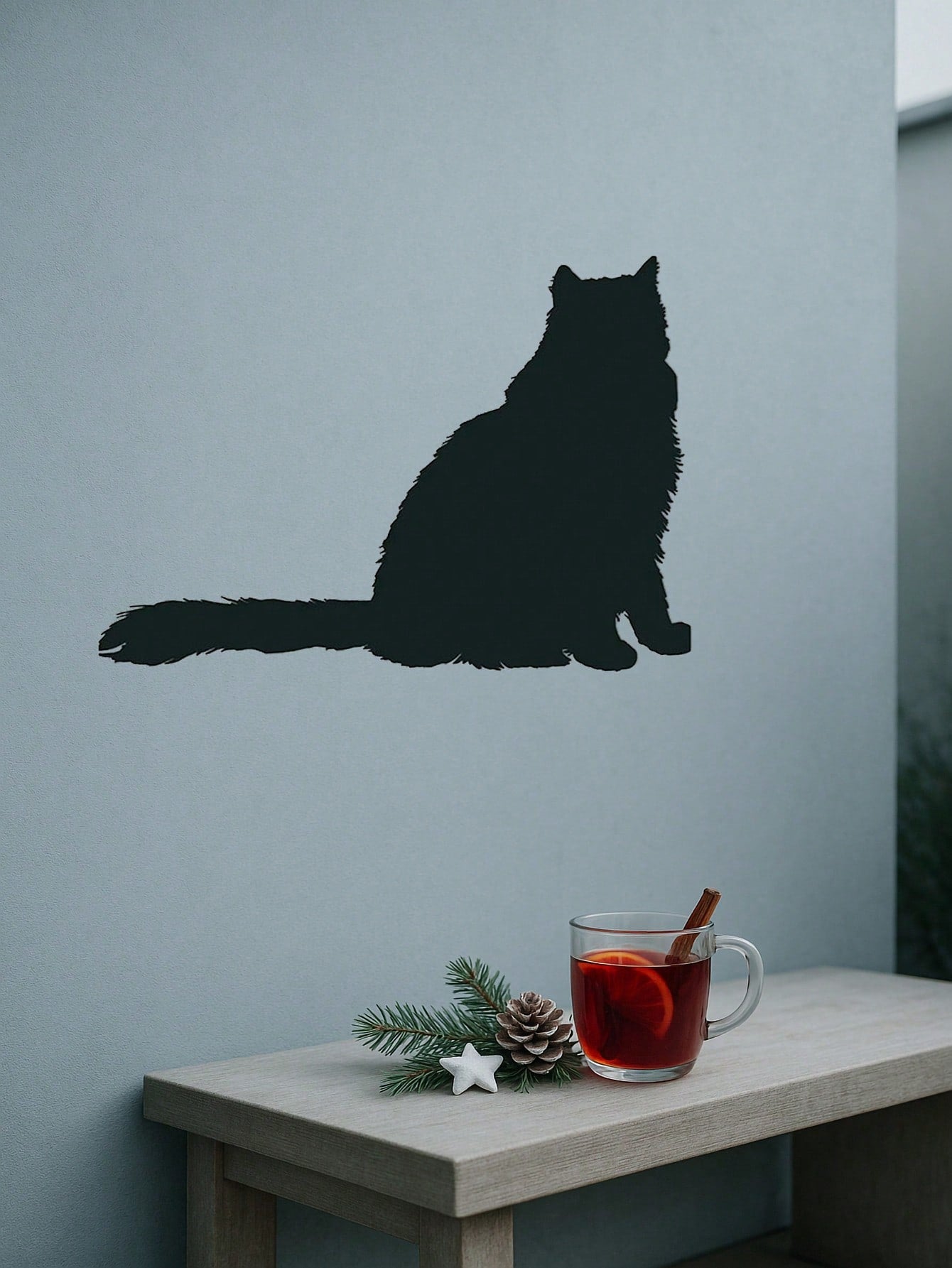 1 Pc Metal Wall Panel of Stretching Cat | Exquisite Cat Silhouette Wall Decoration Sticker. This graceful iron art silhouette showcases a fascinating hanging wall art. It adds a touch of charm and playfulness, creating a captivating atmosphere in your spa